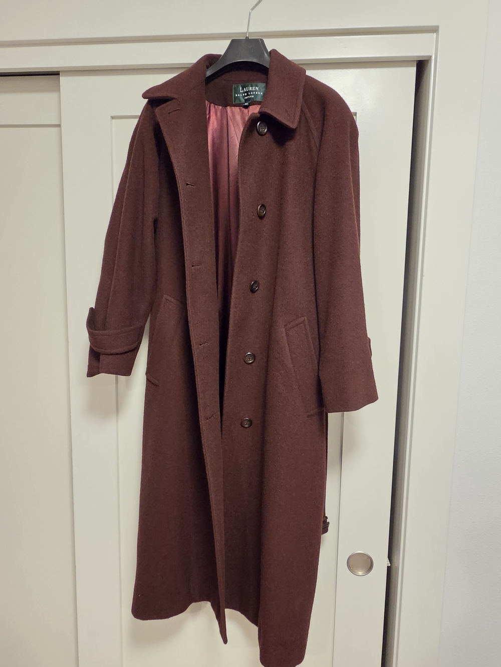 Lauren Ralph Lauren Long Wool Blend Coat - Dark Brown